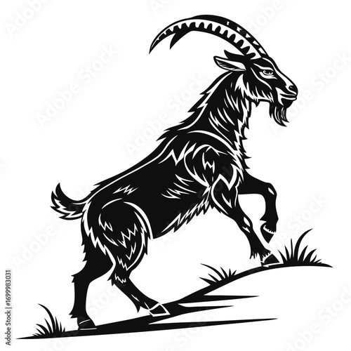 Majestic Mountain Goat Silhouette Standing.