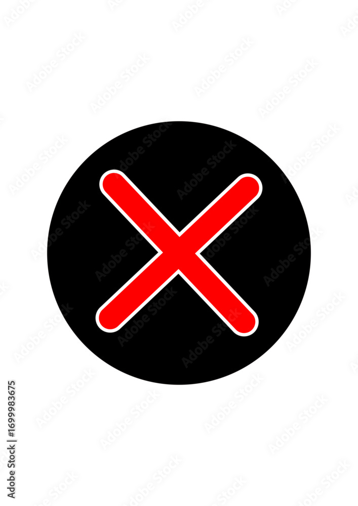 Fototapeta premium Red Cross Icon - Minimalist Black Circular Vector