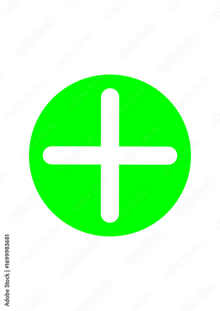 Obraz premium Bold Plus Icon Design - Green Circular Vector