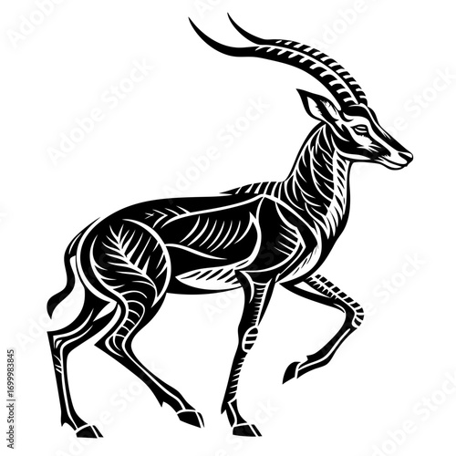 Stylized Gazelle Tribal Art Illustration.