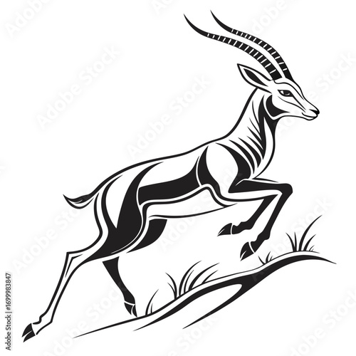 Stylized Gazelle Leaping Vector Illustration.