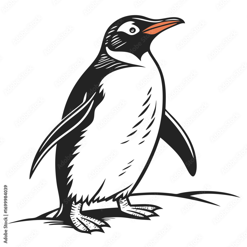 Obraz premium Stylized Penguin Vector Illustration on White Background.