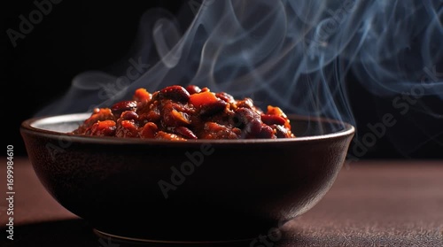Hot chili bowl recipe homemade delicious food spicy comfort cuisine dinner lunch meal healthy hearty steaming