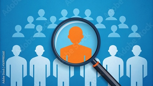 Magnifying glass focusing on a specific candidate