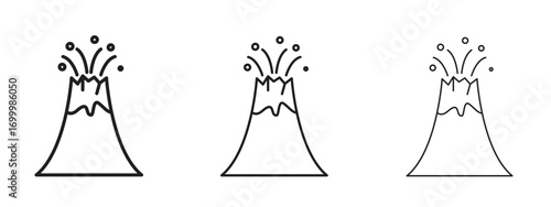 Volcano eruption icon with outline style, vector illustration designs