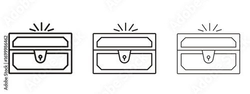 Treasure chest icon with outline style, vector illustration designs
