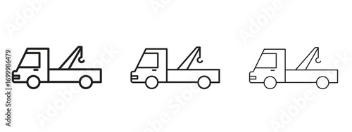 Tow truck icon with outline style, vector illustration designs