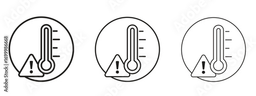 Temperature warning sign icon with outline style, vector illustration designs