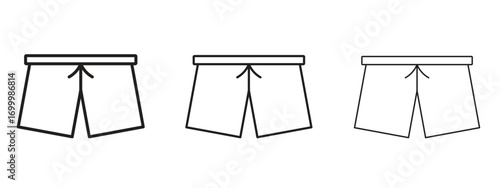 Swim shorts icon with outline style, vector illustration designs