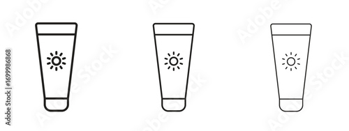 Sunscreen icon with outline style, vector illustration designs