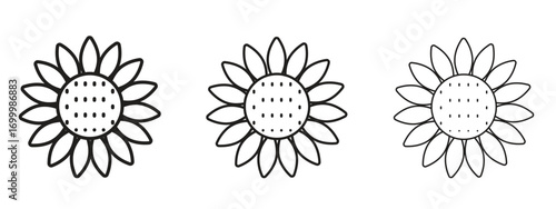 Sunflower icon with outline style, vector illustration designs