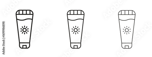 Sun cream icon with outline style, vector illustration designs
