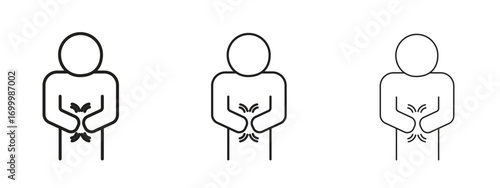 Stomachache icon with outline style, vector illustration designs