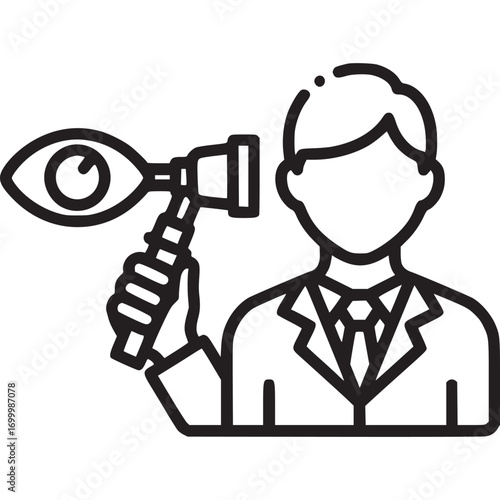 Ophthalmologist examining eye with ophthalmoscope isolated on white background doctor checking vision healthcare and medicine medical examination eye care and treatment