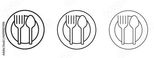 Spoon and Fork icon with outline style, vector illustration designs