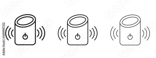 Smart speaker icon with outline style, vector illustration designs