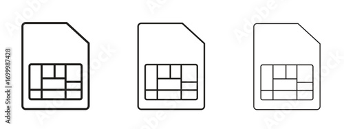 Sim card icon with outline style, vector illustration designs