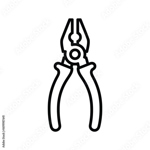 Simple black and white line drawing vector illustration of pliers icon scalable eps graphic silhouette vector illustration white background