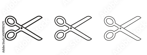 Scissors icon with outline style, vector illustration designs