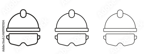 Safety helmet icon with outline style, vector illustration designs