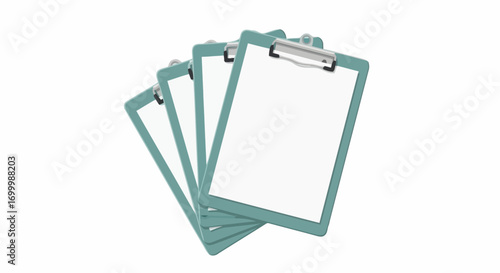 Group of Clipboards with Blank Paper Sheets, Essential Tools for Organization, Data Collection, and Administrative Tasks in Office, Education, and Fieldwork Settings