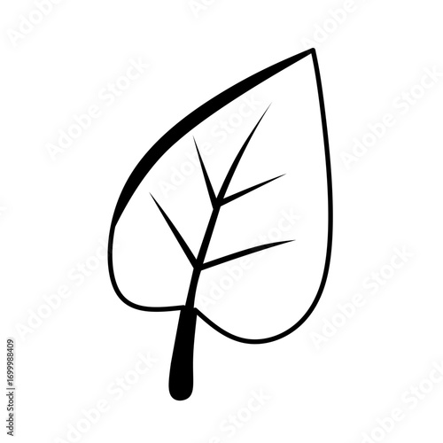 Minimalist black and white outline leaf vector. Clean botanical line art design, suitable for logos, eco symbols, natural themes, and decorative graphic elements