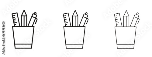 Pencil holder icon with outline style, vector illustration designs