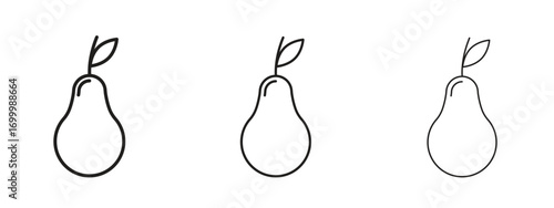 Pear icon with outline style, vector illustration designs