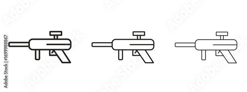 Paintball gun icon with outline style, vector illustration designs