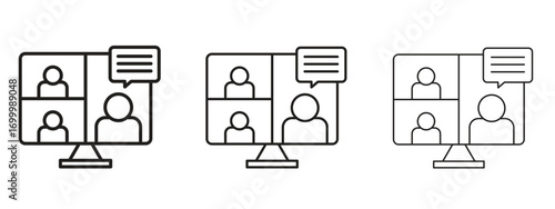 Online meeting icon with outline style, vector illustration designs