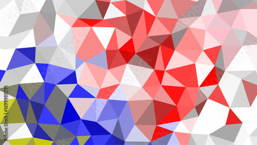 Abstract geometric low poly pattern with red blue and white triangles background