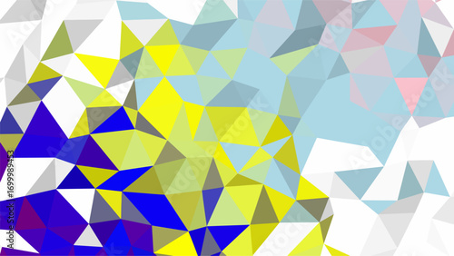 Abstract Geometric Pattern of Polygonal Shapes in Bright Yellow Blue and Light Blue Tones