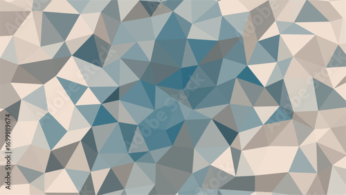 Abstract Geometric Polygonal Background in Cool Blue and Neutral Tones Keywords: abstract, background, geometric, polygonal, low poly, mosaic, pattern, texture, blue, grey, beige