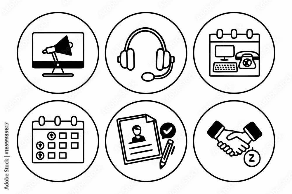 Fototapeta premium Set of business and finance icons for communication and planning