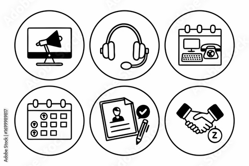 Set of business and finance icons for communication and planning