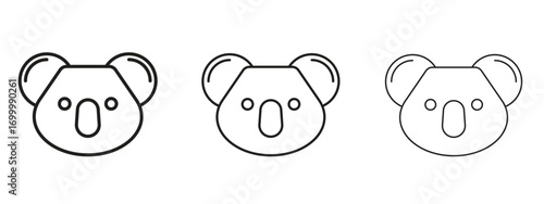 Koala head icon with outline style, vector illustration designs