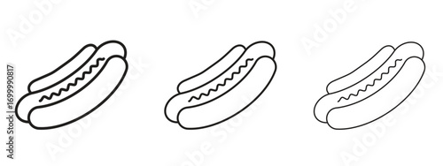 Hot dog icon with outline style, vector illustration designs