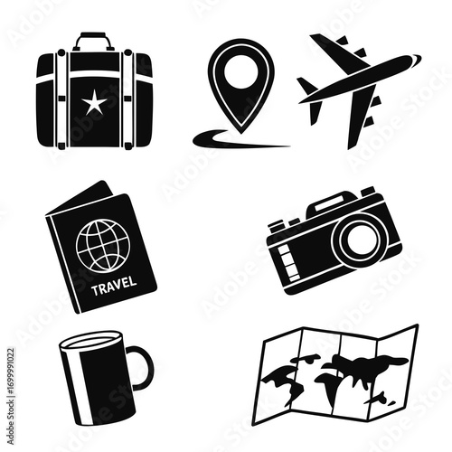 set of travel icons
