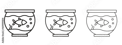 Fish bowl icon with outline style, vector illustration designs