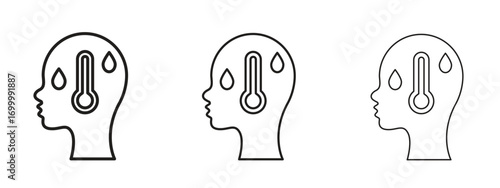 Fever icon with outline style, vector illustration designs