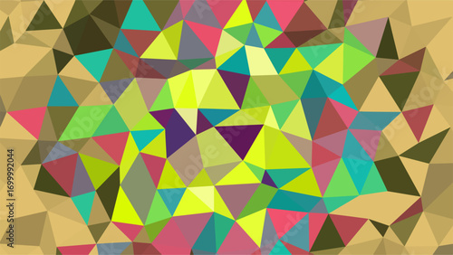 Colorful low poly geometric mosaic with earthy and bright tones abstract background