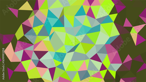 Colorful Low Poly Geometric Abstract Pattern with Green Background illustration