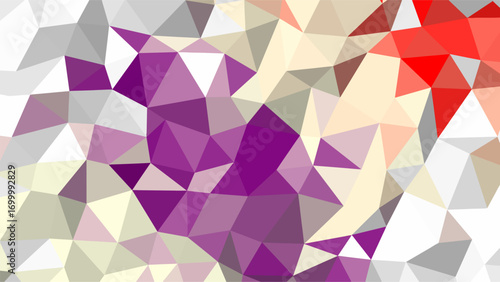 Geometric Low Poly Abstract with Red White Purple and Beige Color Palette background pattern