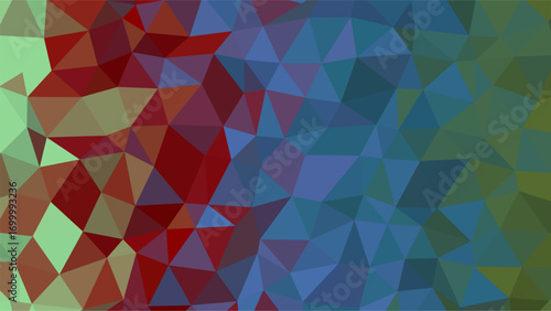 Geometric Polygon Mosaic with a Gradient from Reddish Tones to Blue and Green abstract pattern