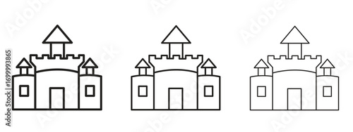 Castle icon with outline style, vector illustration designs