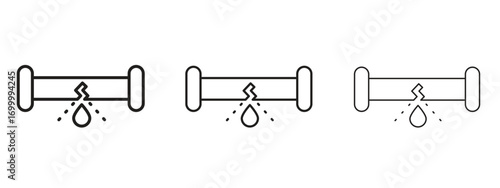 Broken pipe icon with outline style, vector illustration designs