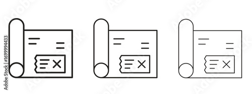 Bounced check icon with outline style, vector illustration designs