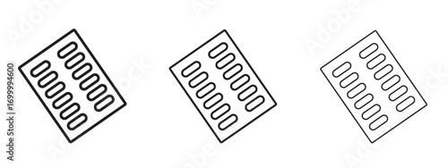 Blister drug pack icon with outline style, vector illustration designs