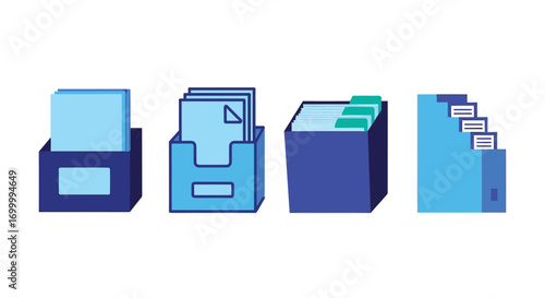 Office document organizer collection vector illustration icon