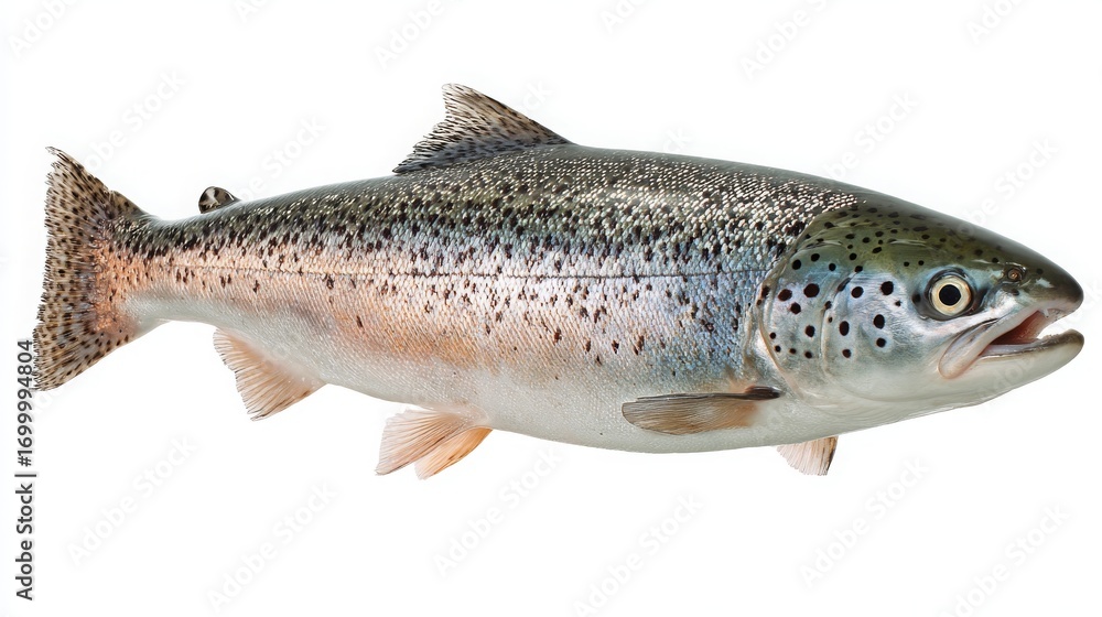 Fototapeta premium Fresh Atlantic salmon isolated on white background.